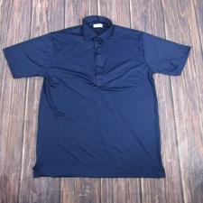 Collars & Co Polo Shirt Mens Medium Navy Blue Dress Collar Featherweight Stretch