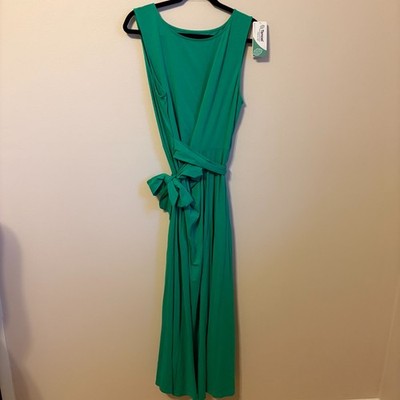 Summer Maxi Dress Stretchy Casual Comfy Green Quiet Luxury Resort XL NWT