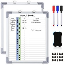 in and Out Magnetic Dry-Erase Board 16" x 12" Aluminum Framed White Board wit...