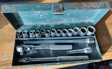 Vintage USA on Thorsen 1/4" Drive Snap Socket Set Ratchet, Breaker, Metal Box