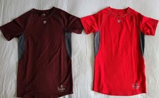 Two (2) Demarini Youth Baseball Undershirts Size Medium Red And Maroon