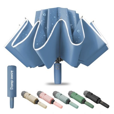 Damp away Windproof Travel Umbrella for Rain, Large Portable Reverse Folding ...