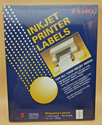 Z-Label Inkjet Printer Labels 2'' x 4'' 100 Sheets 1,000 labels #32205 Avery 8163