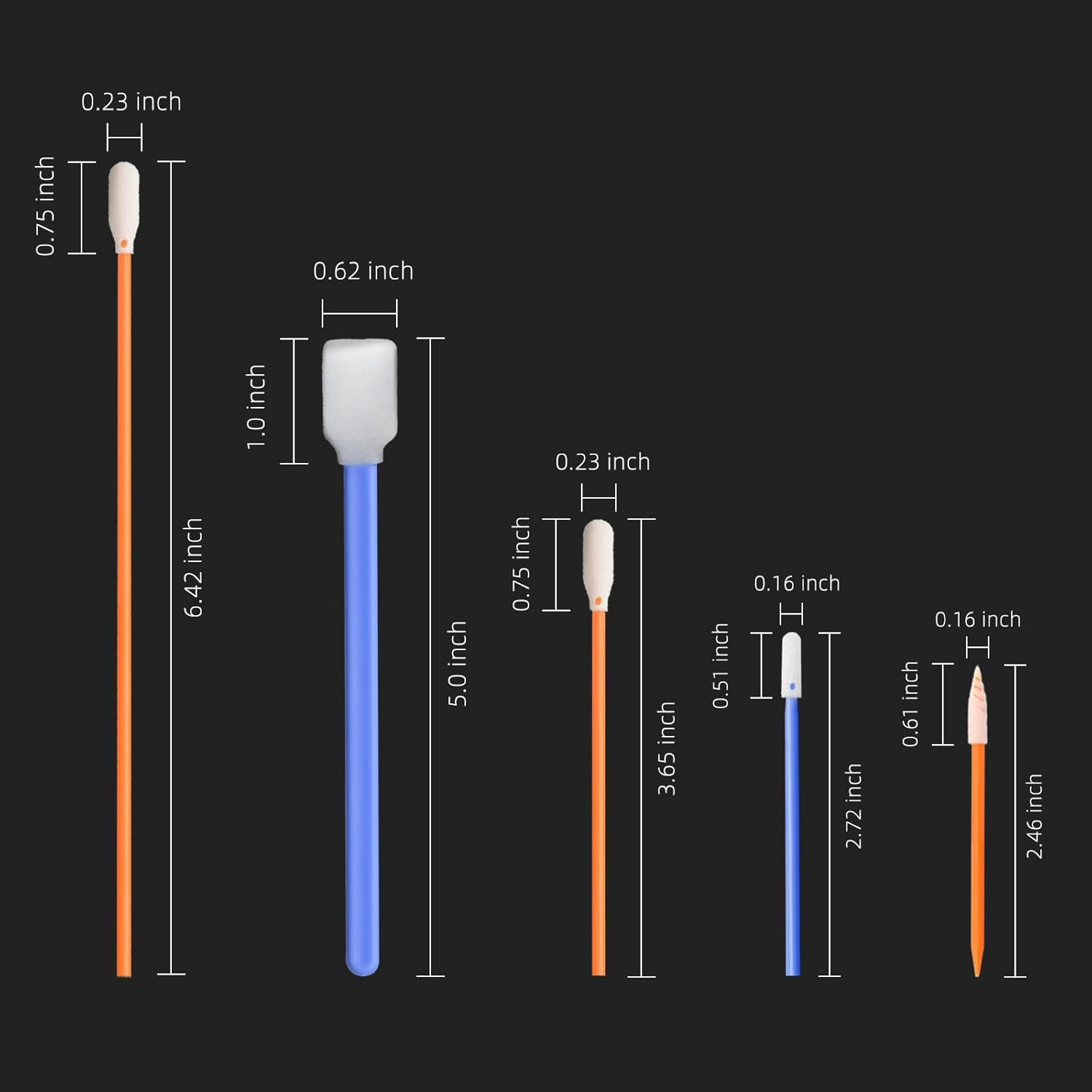 Wellgler'S 5.11" Foam Cleaning Swabs, for Electronics, Cameras, Optical Lenses
