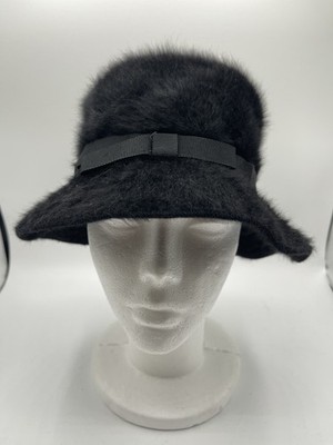 VTG KANGOL Womens Black Furgora One Size 21  Band Diameter Bucket Hat England