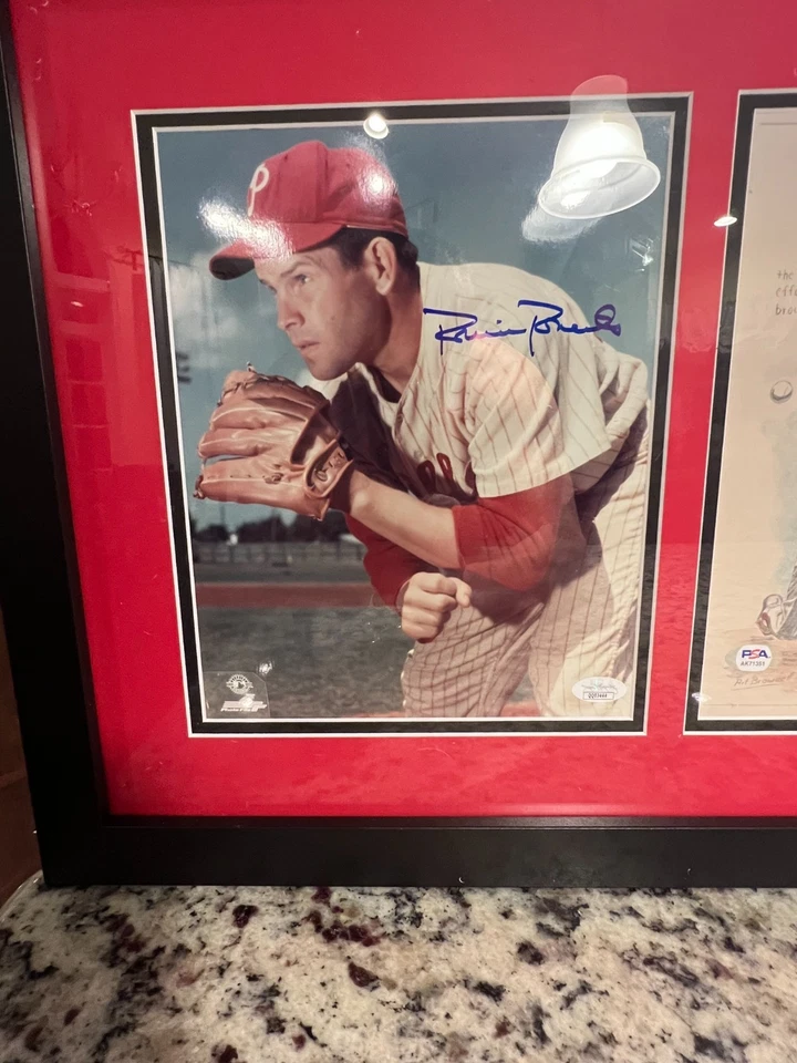 Philadelphia Phillies HOF Pitchers Signed W/COA Roberts Jenkins Bunning Carlton - Image 3 of 4