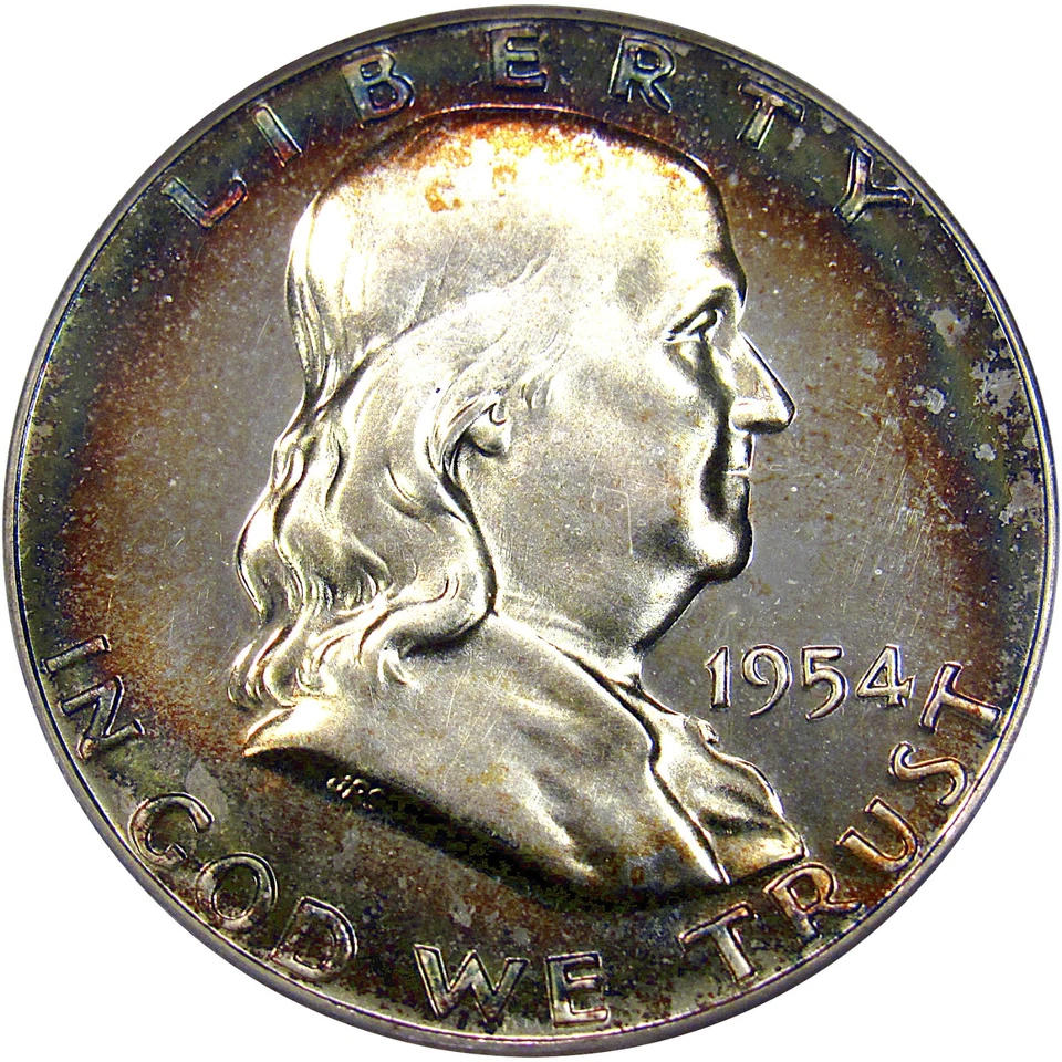 1954 50C PCGS / CAC PF64 FRANKLIN ~ RIM COLOR & NEARLY CAMEO! - Image 3 of 4