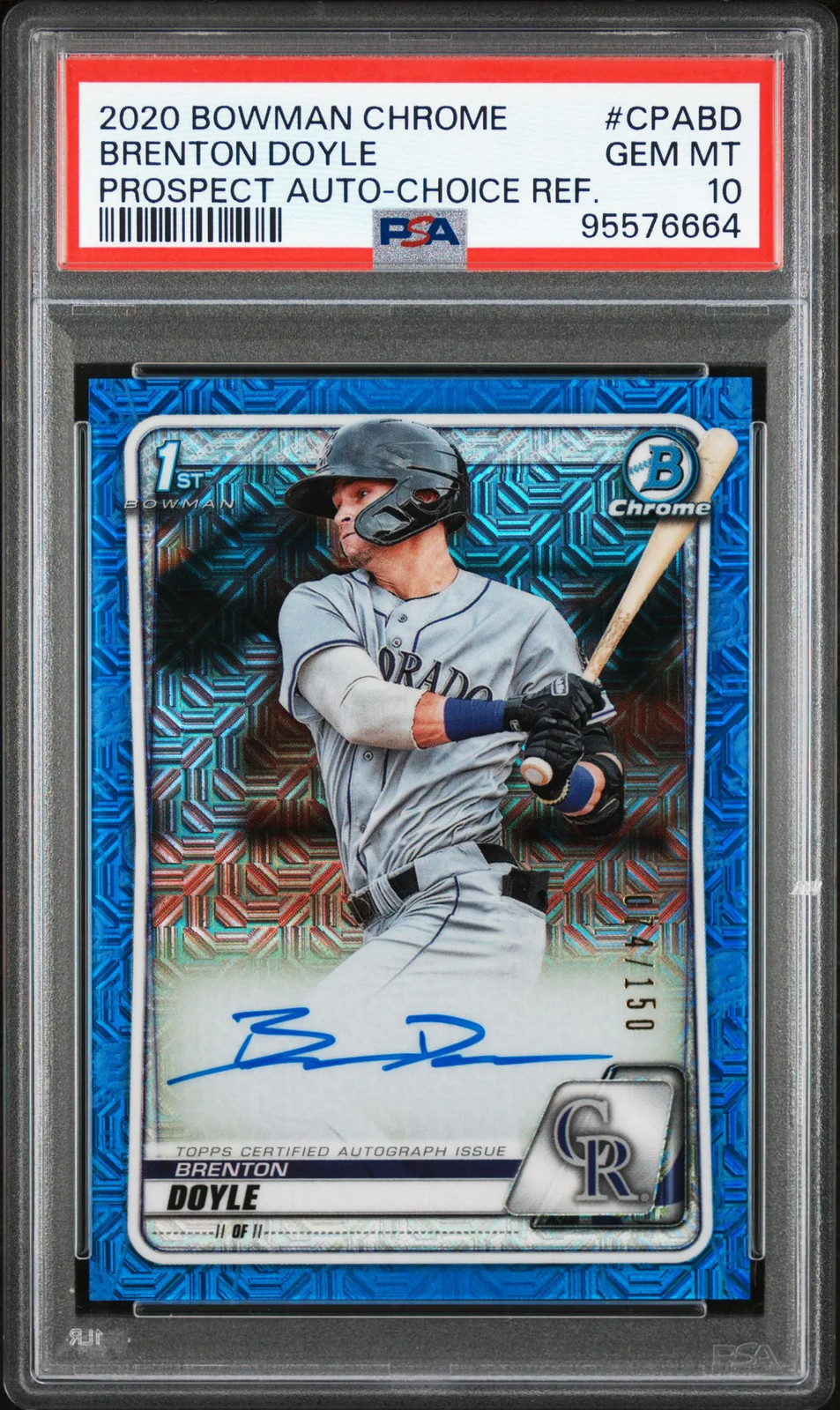 2020 Bowman Chrome Prospect Autographs Brenton Doyle Blue Choice /150 PSA 10