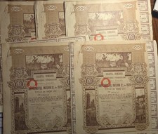 Lot of 5 Datoria Publica a Romaniei 1000 LEI 5% 1920 / Speculation