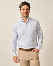 johnnie-O Performance Button Down Shirt - Singleton Lapis Size XL