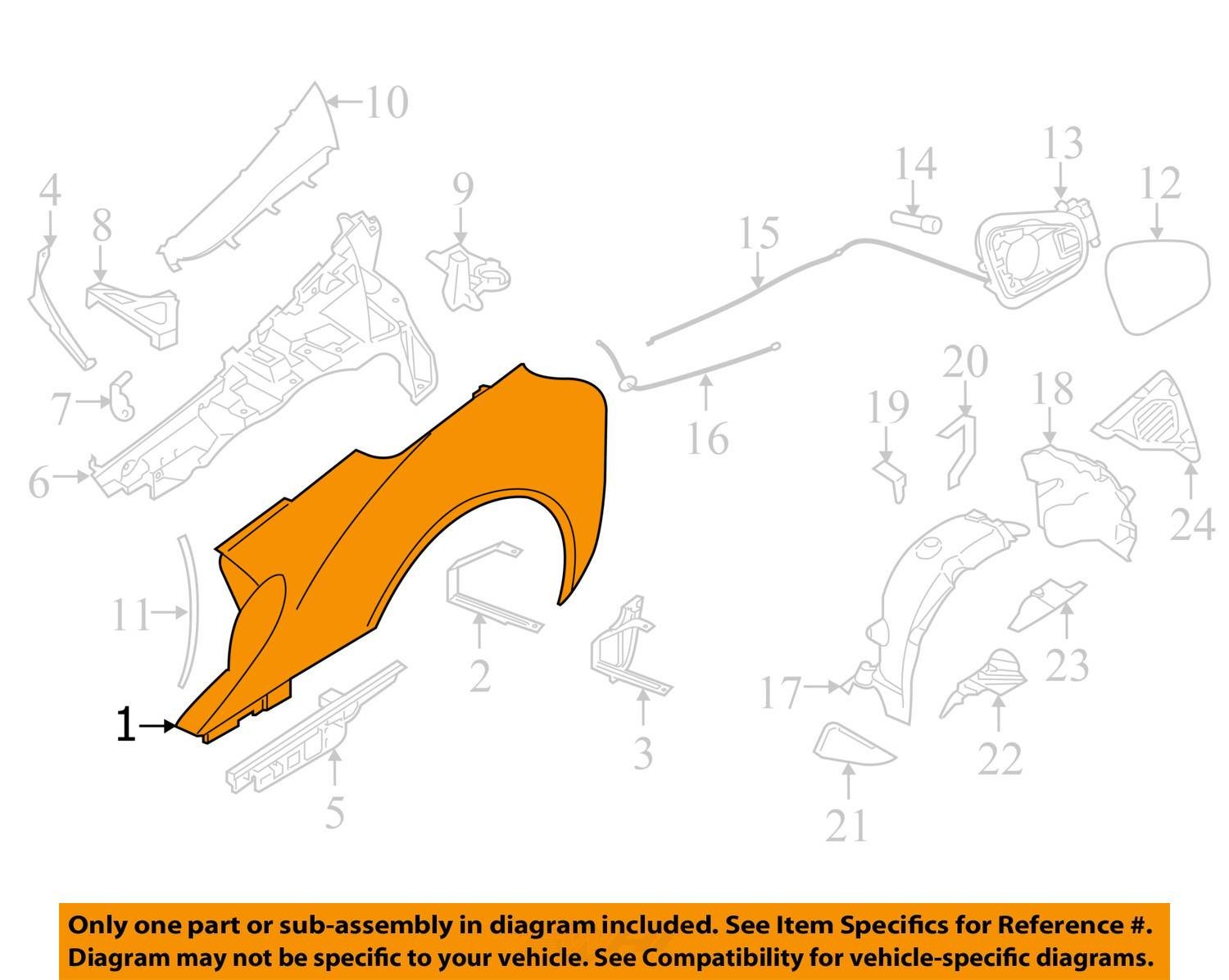 2014-2020 BMW I8 REAR LEFT UPPER QUARTER PANEL SPOILER WING (P5L) 51447336416