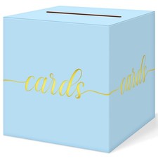Light Blue Wedding Card Box Gold Foil Gift Case Reception Graduation Party