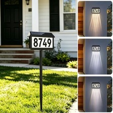 Solar Address Sign Light 3 Color 2 In 1 Outdoor Wireless House Number Stake Lamp