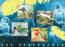 CENTRAL AFRICA PARROT STAMPS SHEET 2014 MNH COCKATOO PARROTS BIRD WILDLIFE
