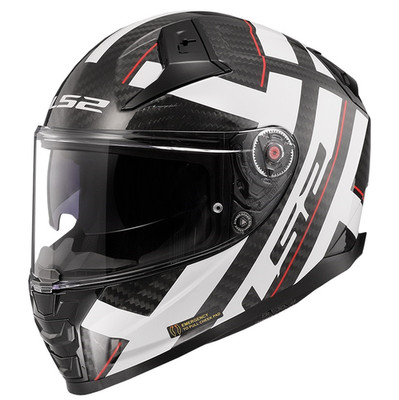 Full Face Motorcycle Helmet LS2 Vector II Carbon Strong White Glossy