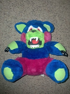 1991 Beasty Bear Grizzler Plush Transforming Hasbro Tonka Blue Green Pink 10''