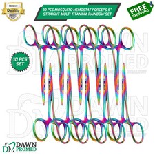 10 Pcs Mosquito Hemostat Locking Forceps Rainbow 5" Straight Surgical German Gr