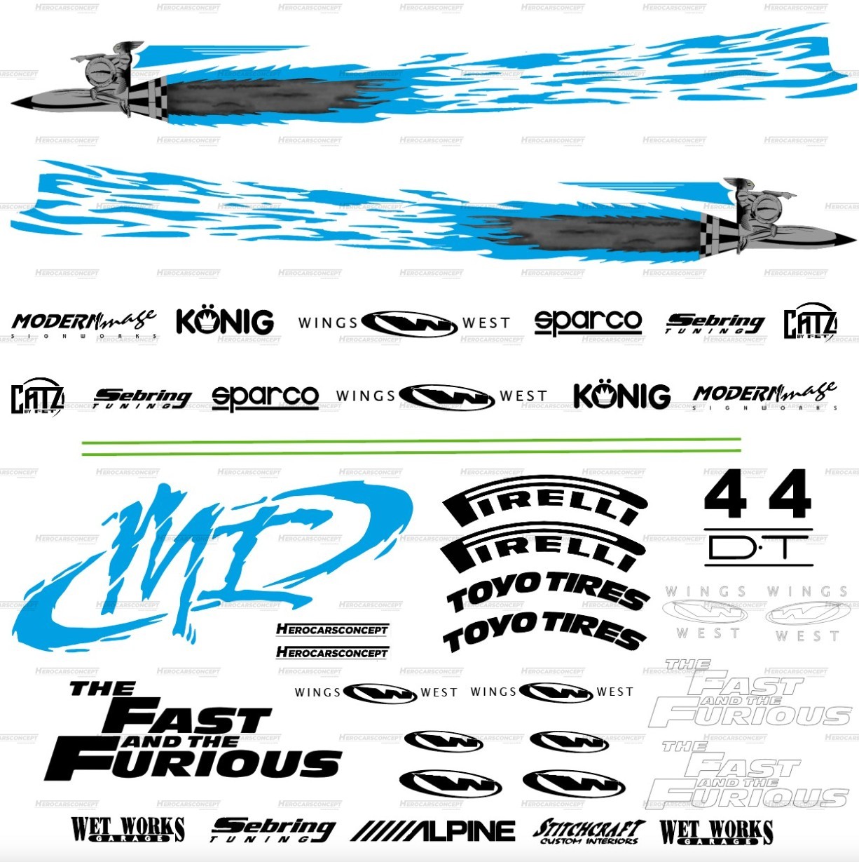 Kit covering Jetta décoration carrosserie réplique Fast and Furious
