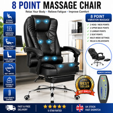 Heated 8 Point Massage Office Chair Recliner Ergonomic Executive Desk Chair Blac
