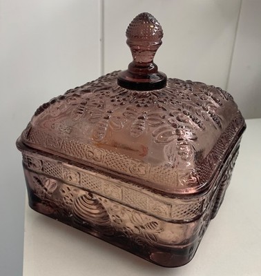 antique glass candy dish with lid