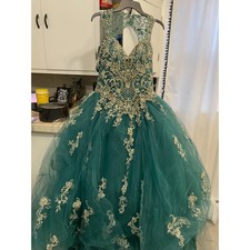 Morilee Madeline Gardner Emerald Green Beaded Ball Gown Formal Dress Size 12