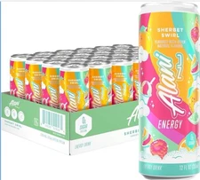 Alani Nu SHERBET SWIRL Sugar Free, Energy Drinks, 12 Fl Oz Cans, 24 Pack