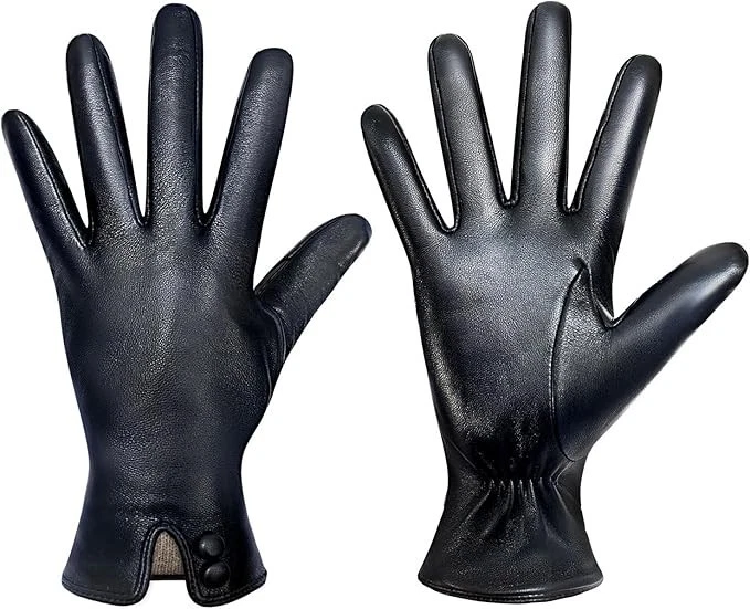 Winter Leather Gloves for Women Warm Windproof Touchscreen Casual Gloves- L