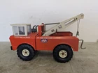 Vintage Mighty Tonka XMB-975 AAA Red Steel Tow Wrecker Truck USA Service Hook