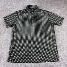 Rhoback Polo Shirt Mens Large Black Yellow Cocktails Golf Performance Stretch