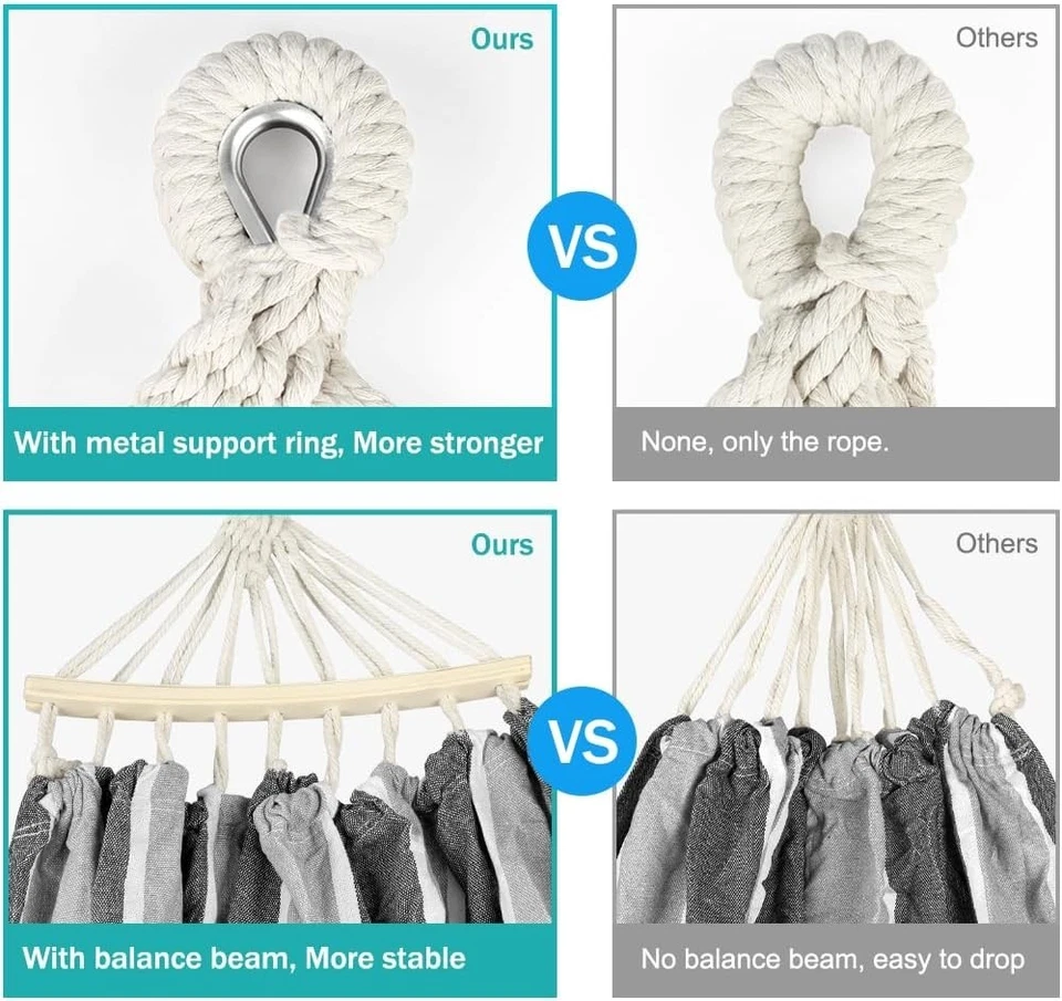 Doble Hamaca Soporta Hasta 550lbs Hamaca Amacas Patio Amaca Con Base Mexicanas Foto 4 de 4