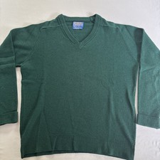 VTG Pendleton Sweater Mens Large Green 100% Lambswool V-Neck USA Made Excellent