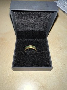 Authentic Tungsten Titans 14k Gold Plated Ring Size 10. Green Malachite Inlay.