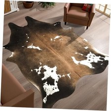 Faux Cowhide Rug: 4.6 x 5.2 Feet Cow Print Rug Large Western Decor for Living