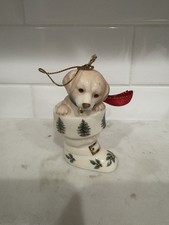 Spode Christmas Ornament Puppy In A Boot