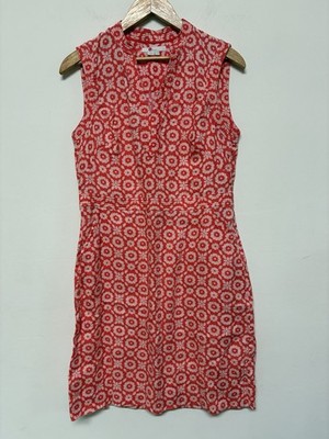 Boden Women s V Neck Midi Sleeveless Flower Design Dress Size 8 Regular Coral