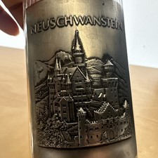 Neuschwanstein Castle 6.75" Bockling Beveled Glass Beer Mug Stein Emboss Plaque