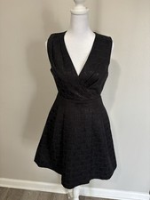 Kirna Zabete Target Black Geometric Textured Sleeveless Fit Flare Dress Size 2