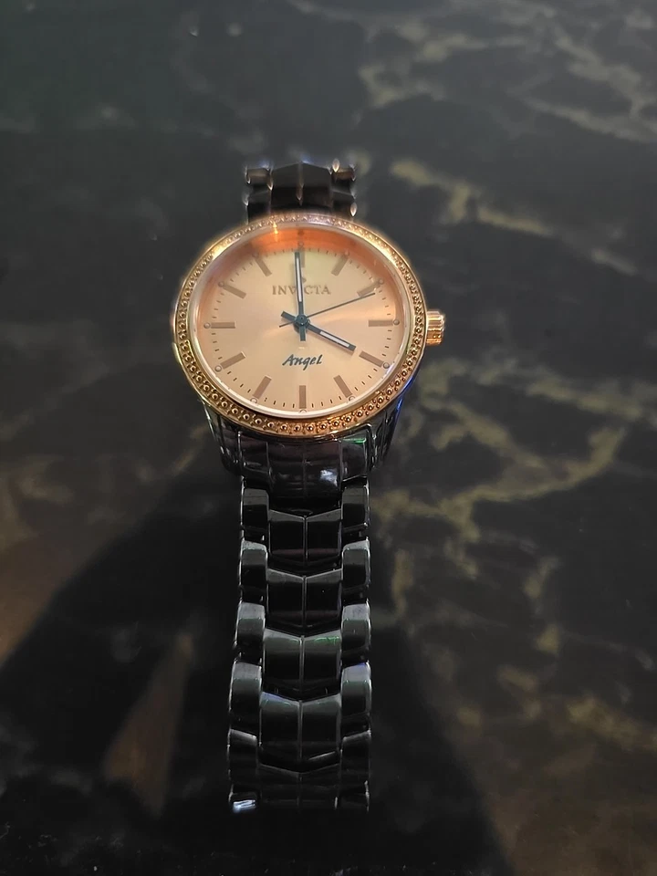 WOMENS INVICTA ANGEL ROSE GOLD CERAMIC QUARTZ WATCH Needs Battery  - image 2 of 4