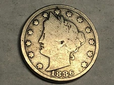 1886 VG+ key date Liberty V nickel. #ndr1