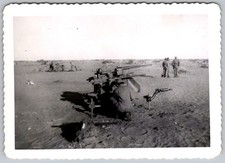 Vtg B&W Snapshot Soldiers Training With M 55 Gun Mount New Mexico Desert 1950s
