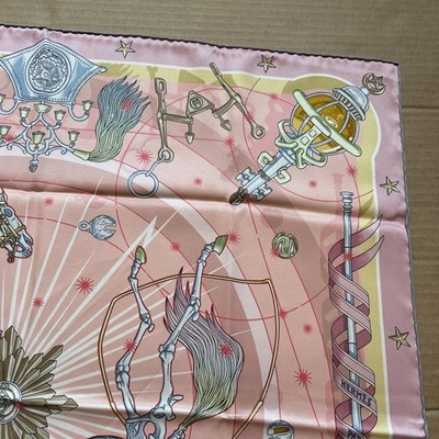 Hermes scarf 70 cm Pink Peach silk Chorus Stellarum | eBay