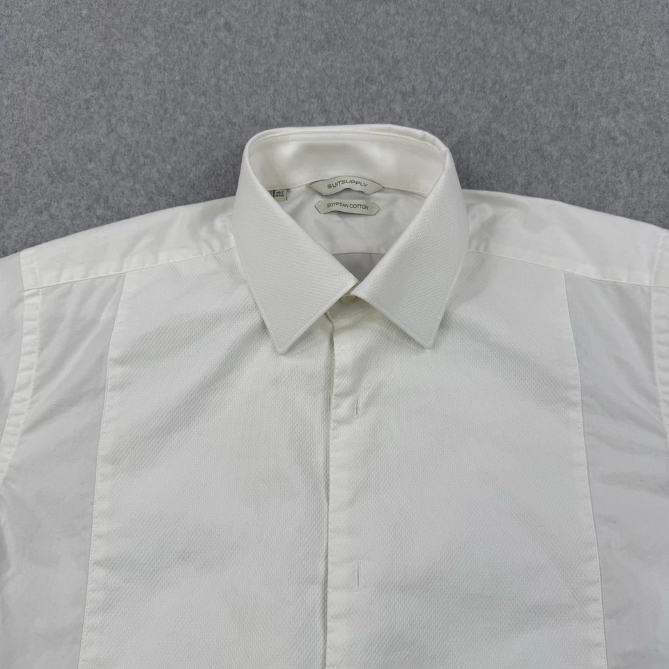 Suitsupply Shirt Mens 40 15.5 White Tuxedo French Cuff Formal Egyptian Cotton - Image 2 of 4