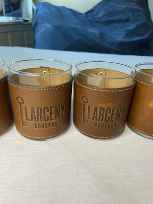 Larceny Bourbon Leather Wrapped Rocks Glass Bourbon Whiskey Set If Four