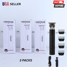  3 MEN'S ELECTRIC HAIR CLIPPER TRIMMER PRO CORDLESS BARBER SHAVER - BLACK
