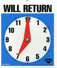 Sign, Will Return 5 X 6 Inches 098010 