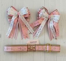 Equestrian Pink Tan Belt, Adjustable, horse show, girl, snaffle bit, women