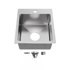 15" X 17" Drop In Bar Sink 304 Stainless Steel Single Bowl Kitchen Sink With Dra