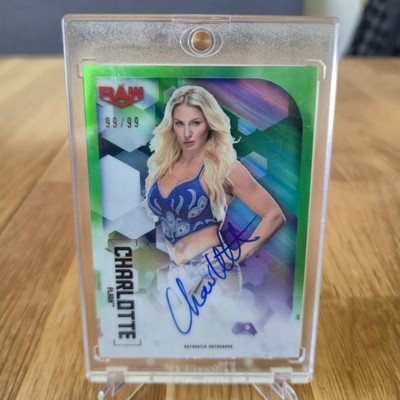 2020 Topps Chrome WWE Charlotte Flair Green On Card Autograph 99/99