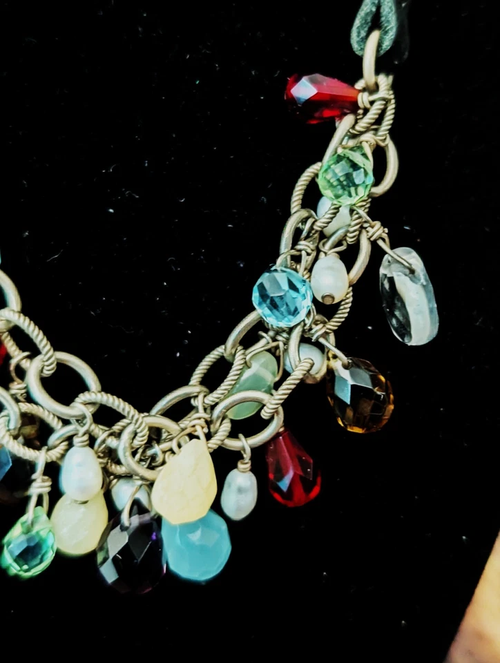 Collar de gamuza negra y perlas Silpada de plata de ley con cuentas de vidrio oxidado Foto 3 de 4