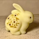 Fenton Glass - Bunny - Satin Custard Uranium Glass - Hand-painted and Signed